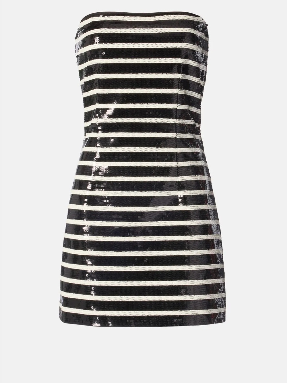 Veronica Beard Black and White Sequin Stripe Strapless Mini Dress - Picture 3 of 6